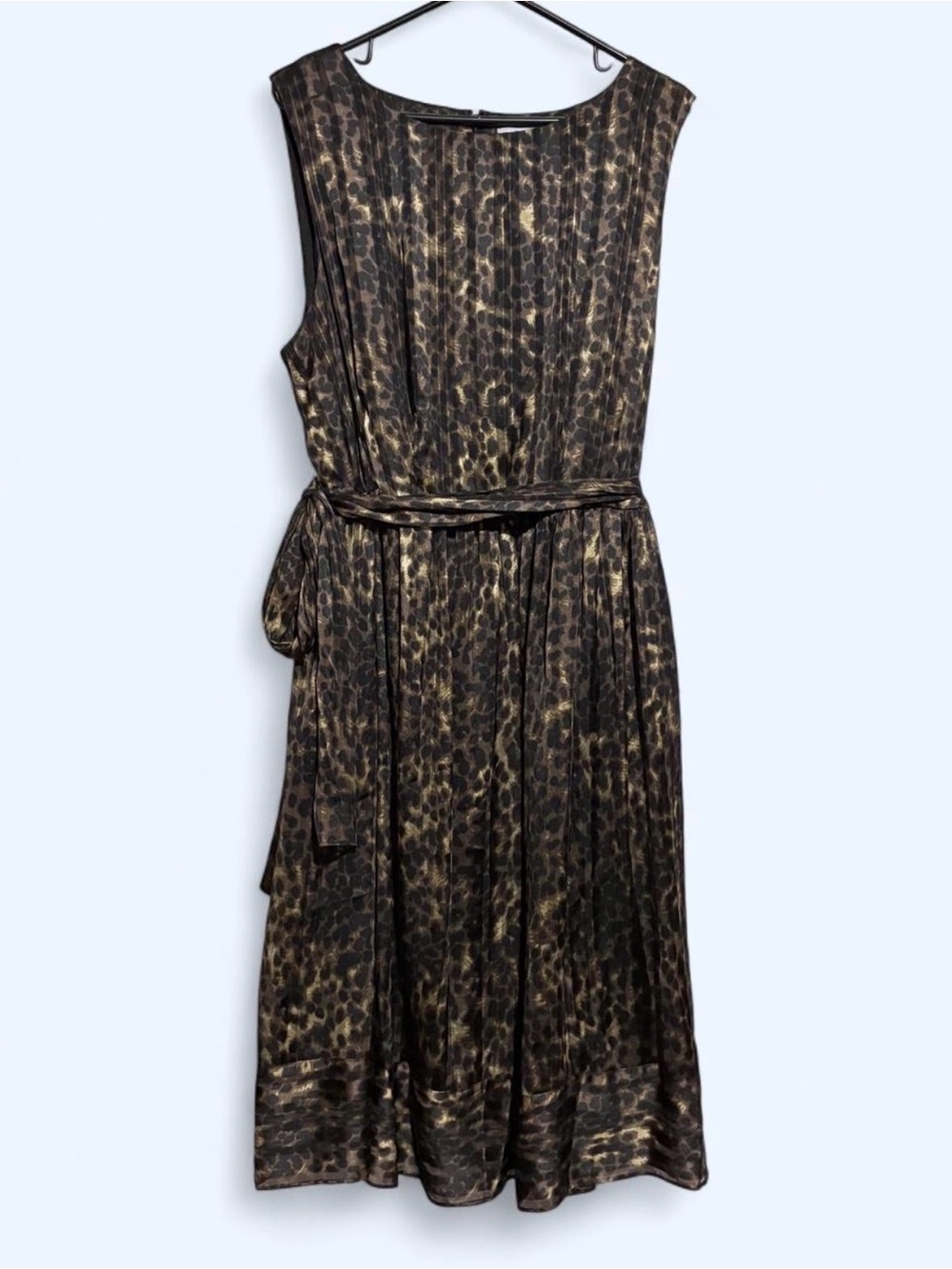 Carmen Marc Valvo Black Leopard-Print Midi Dress